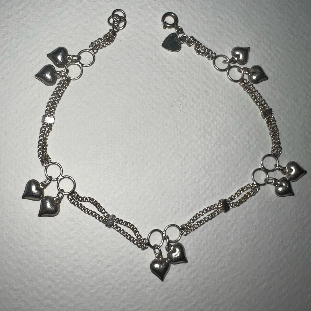 Sterling Silver Heart Charm Bracelet - Women's Jewelry